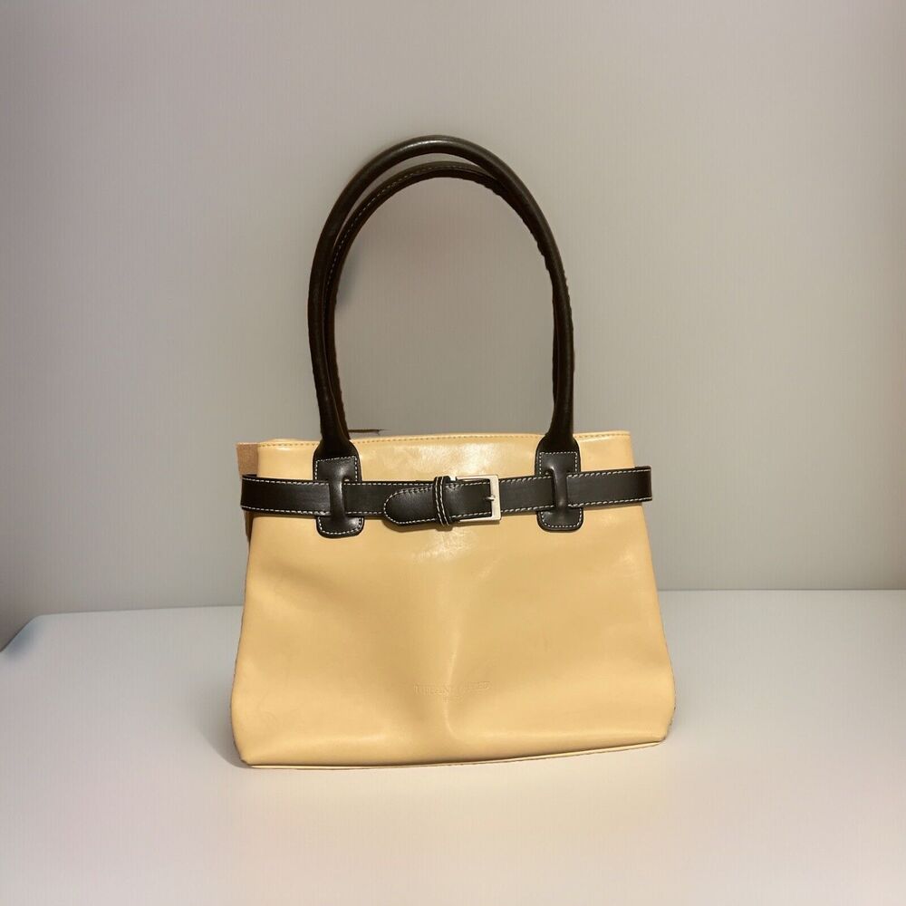 Tiffany & Fred  Handbag Made in France Tan Black All Leather